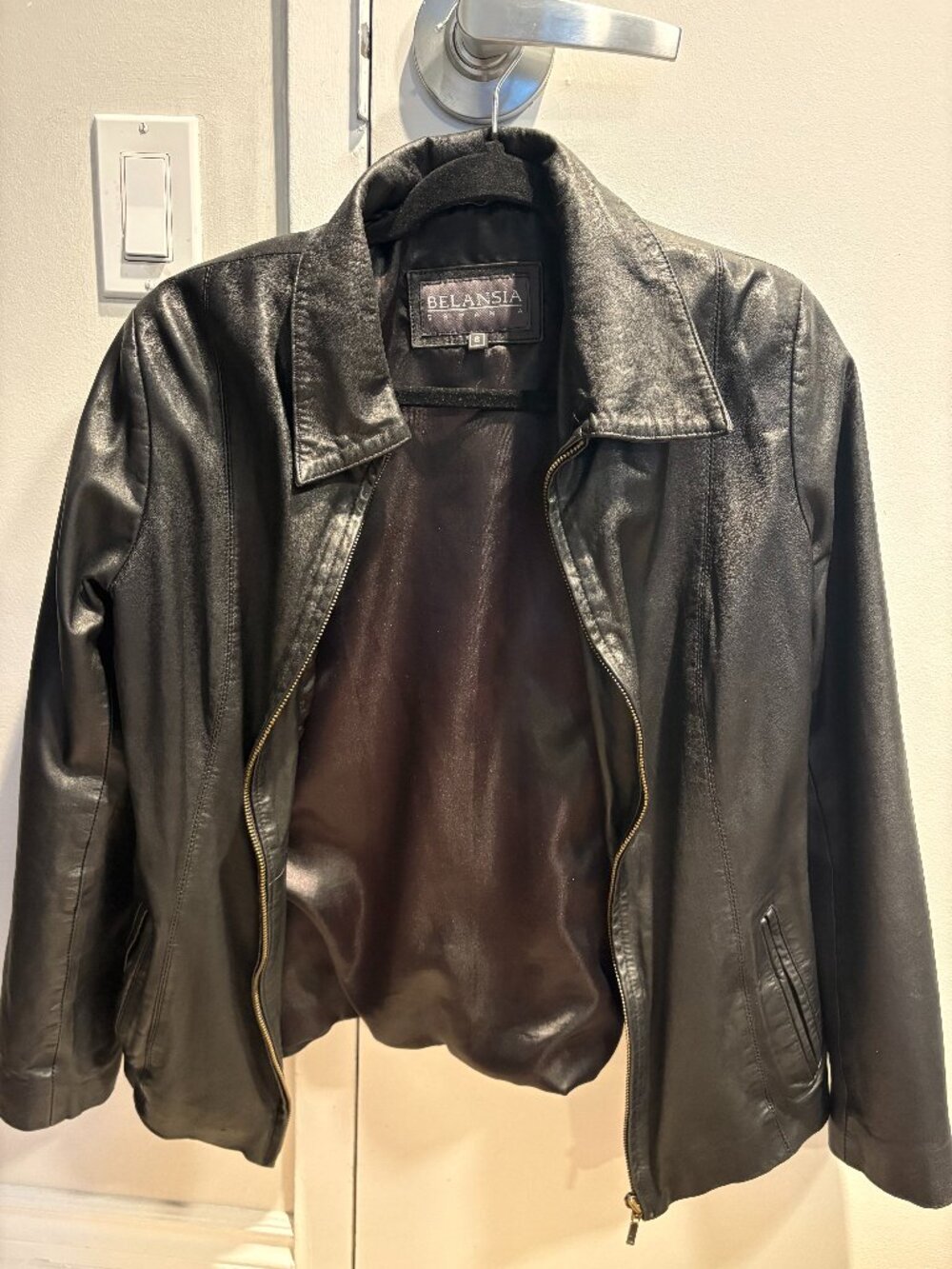 Belansia Espania Black Leather Jacket – Size 8 – $60